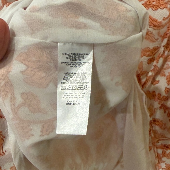 Loft floral coral ruffle cuff top, XSM - Picture 8 of 9